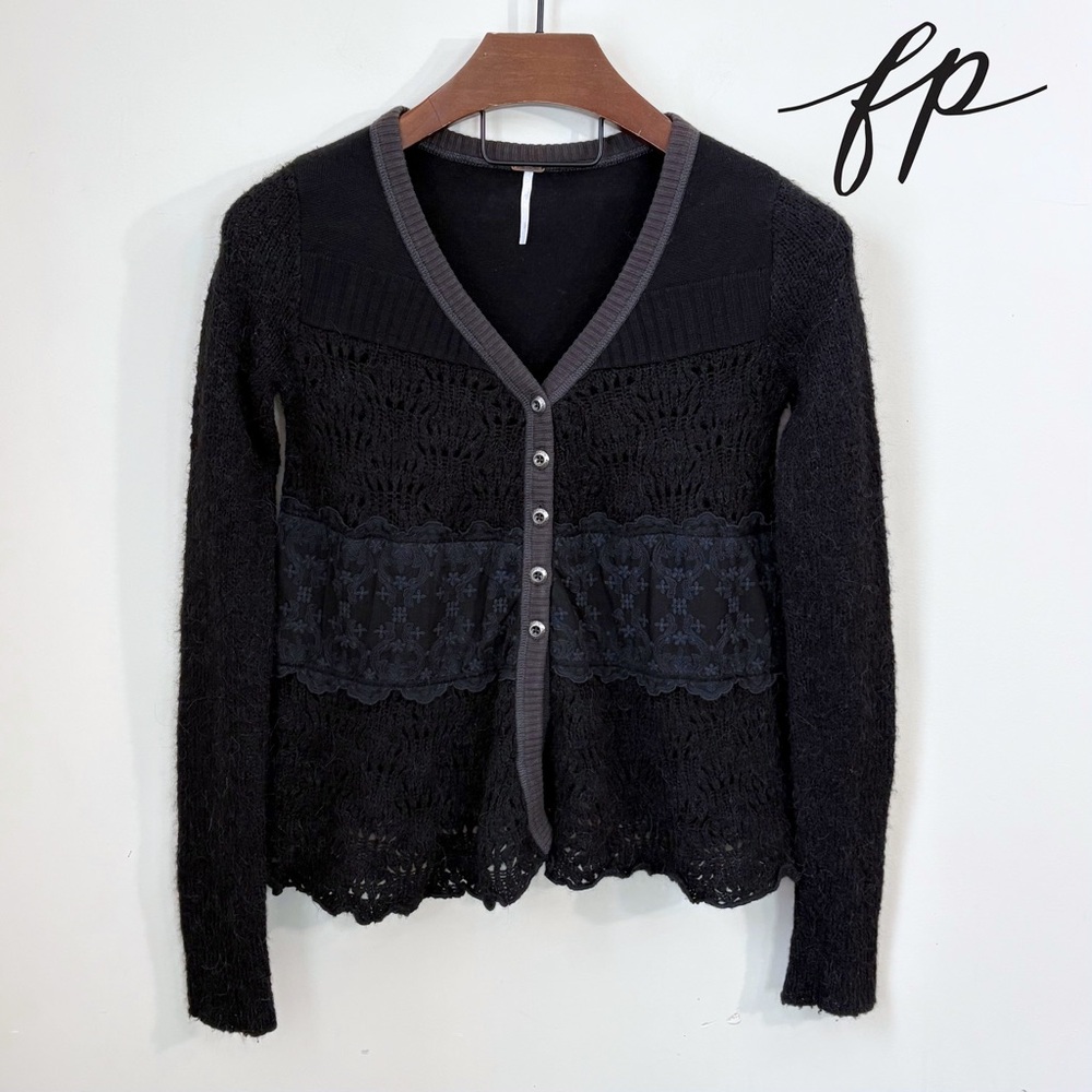Free People Wool Alpaca Lace Cardigan